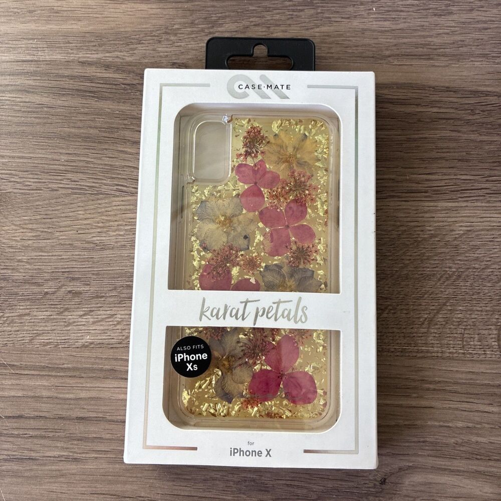 New In Box Case Mate Karat Petals, iPhone X/Xs, Pressed Flowers, Shock Absorbing